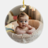 Persoonlijke teddybeer voor meisjes eerste kerst keramisch ornament (Achterkant)