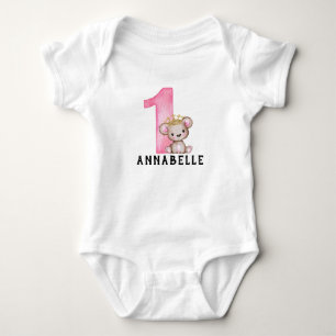 Persoonlijke teddybeer voor meisjes Roze 1 1e verj Romper
