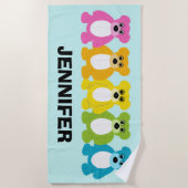 Persoonlijke Teddyberen in Regenboogkleuren Strandlaken (Voorkant)