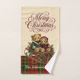 Persoonlijke teddyberen Kerst slee Handdoek