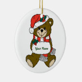 Persoonlijke teeddy Bear-kerstversiering Keramisch Ornament (Rechts)