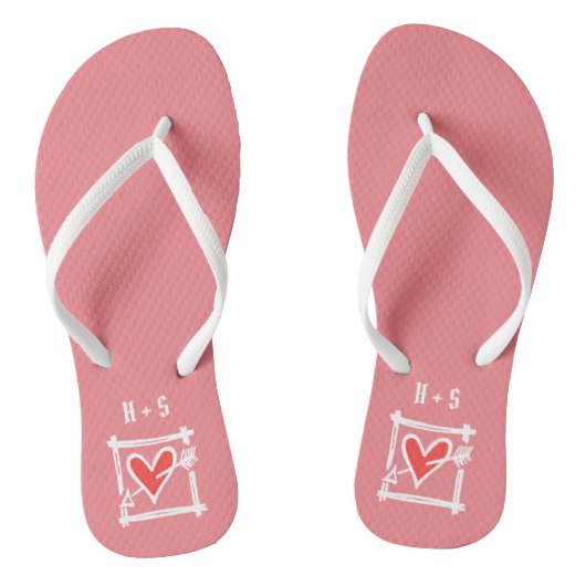 Persoonlijke Teenslippers met zwarte & rode liefde (Voetbed)