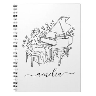 Persoonlijke tekening van een vrouwelijke pianospe notitieboek