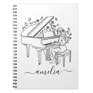 Persoonlijke tekening van een vrouwelijke pianospe notitieboek