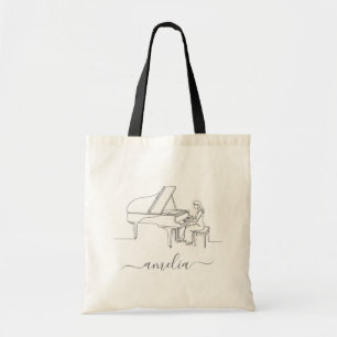 Persoonlijke tekening van een vrouwelijke pianospe tote bag