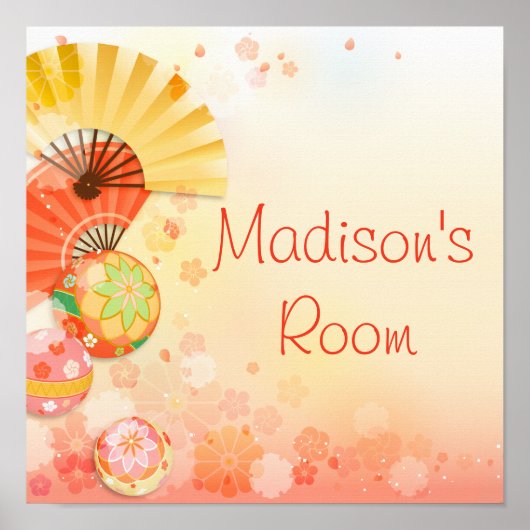 Persoonlijke tekst Aziatische ventilator met Cherr Poster (Voorkant)