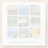 Persoonlijke tekst en fotocollage Hawaii  Glazen Onderzetter (Achterkant)