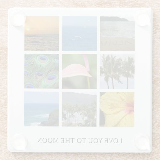 Persoonlijke tekst en fotocollage Hawaii  Glazen Onderzetter (Achterkant)