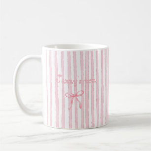 Persoonlijke tekst foto roze strepen Coquette Koffiemok