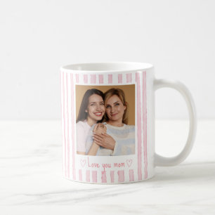 Persoonlijke tekst foto roze strepen Coquette Koffiemok