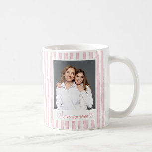 Persoonlijke tekst foto roze strepen Coquette Koffiemok