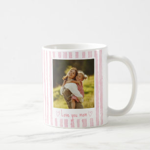 Persoonlijke tekst foto roze strepen Coquette Koffiemok