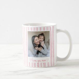 Persoonlijke tekst foto roze strepen Coquette Koffiemok