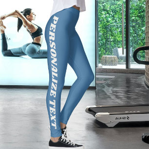 Persoonlijke tekst huisdier foto gedempte blauwe n leggings