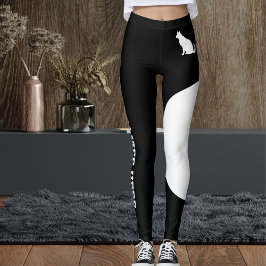 Persoonlijke tekst huisdier zwart en wit knuffelka leggings