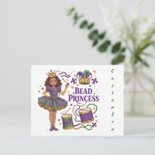 Persoonlijke Tekst Kralen Prinses - Mardi Gras Briefkaart