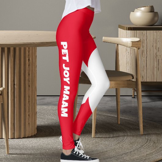 Persoonlijke Tekst Rode Witte Kat Moeder Naam Over Leggings
