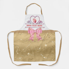 Persoonlijke tekst, waterverf hart en cupcake schort