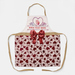 Persoonlijke tekst, waterverf hart en cupcake schort