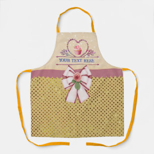 Persoonlijke tekst, waterverf hart en cupcake schort