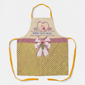 Persoonlijke tekst, waterverf hart en cupcake schort