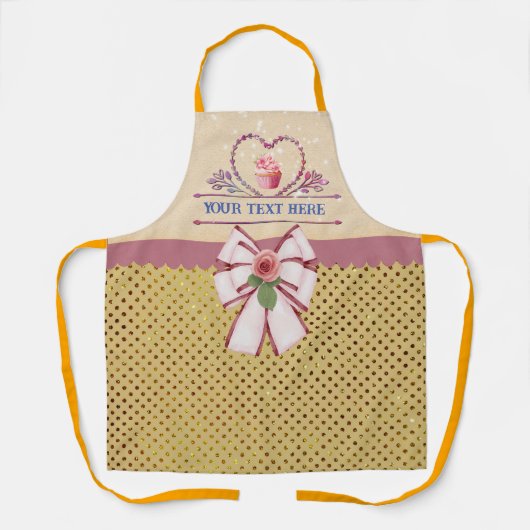 Persoonlijke tekst, waterverf hart en cupcake schort (Voorkant)