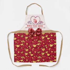 Persoonlijke tekst, waterverf hart en cupcake schort