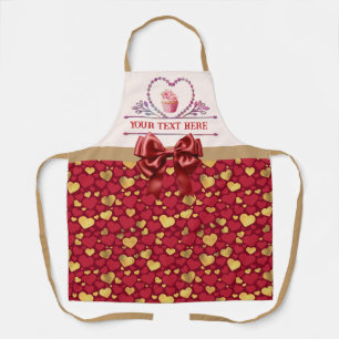 Persoonlijke tekst, waterverf hart en cupcake schort