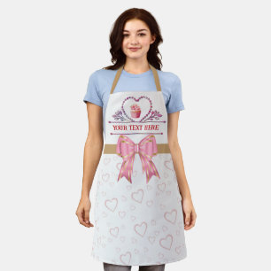 Persoonlijke tekst, waterverf hart en cupcake schort