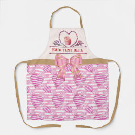 Persoonlijke tekst, waterverf hart en cupcake schort