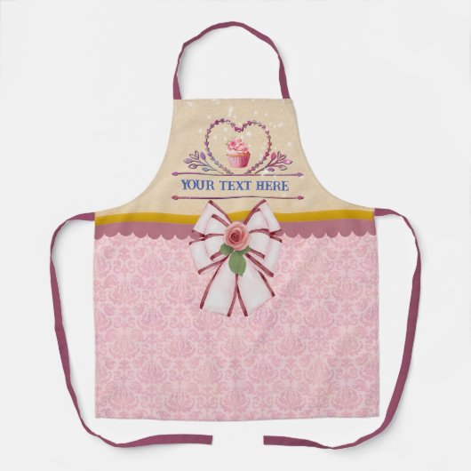 Persoonlijke tekst, waterverf hart en cupcake schort (Voorkant)