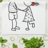 Persoonlijke tekstnaam Kitchen Towel Couple Theedoek (Gevouwen)
