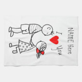Persoonlijke tekstnaam Kitchen Towel Couple Theedoek (Horizontaal)
