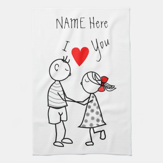 Persoonlijke tekstnaam Kitchen Towel Couple Theedoek (Verticaal)