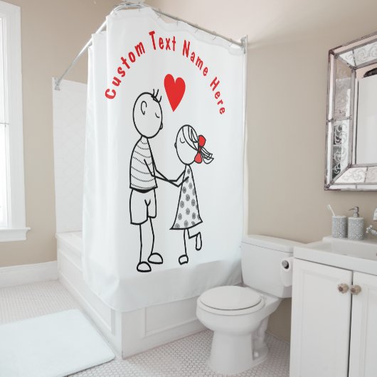 Persoonlijke tekstnaam Shower Curtain Couple Love Douchegordijn (In situ)