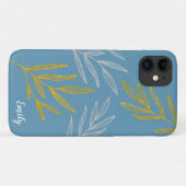 Persoonlijke telefoonhoesje met bladmotief in goud Case-Mate iPhone case (Achterkant (horizontaal))