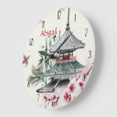 Persoonlijke tempel, Bamboe, Cherry Blossom Japan Grote Klok (Hoek)