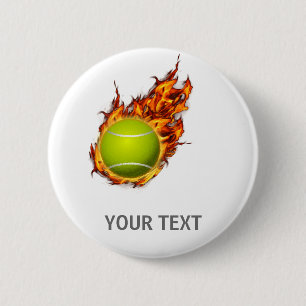 Persoonlijke tennis-bal op brandtennisthema Gift Ronde Button 5,7 Cm