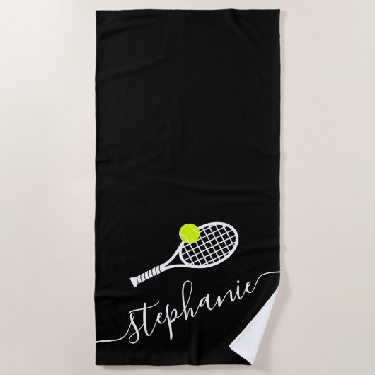 Persoonlijke Tennis Elegant Monogrammed Strandlaken (Voorkant)
