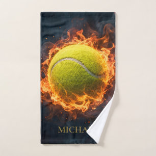 Persoonlijke tennis handdoek met vurige bal 