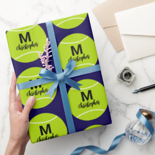 Persoonlijke Tennis Monogram Initiele Naam Cadeaupapier