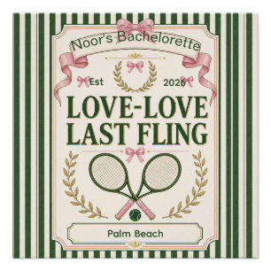 Persoonlijke tennis vrijgezellenfeest groen beige perfect poster