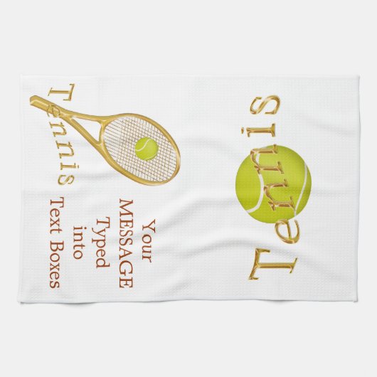 Persoonlijke tennishanddoek, Tennis Gift Ideeën Theedoek (Horizontaal)