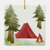 Persoonlijke tenten en kampvuur kerstmis keramisch ornament (Achterkant)