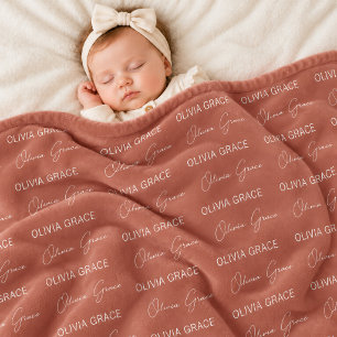 Persoonlijke Terracotta Baby Naam Slaapkamerdeken Fleece Deken