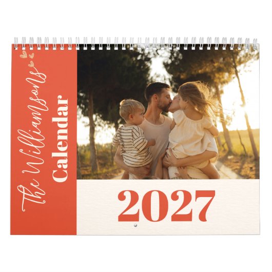 Persoonlijke Terracotta Boho Script Familie Foto Kalender (Hoes)