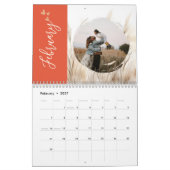 Persoonlijke Terracotta Boho Script Familie Foto Kalender (Feb 2027)