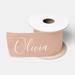 Persoonlijke Terracotta Elegant Name Modern Satin Satijnen Lint