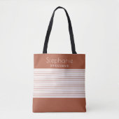Persoonlijke Terracotta Gestreepte Bruidsmeisje Tote Bag (Voorkant)