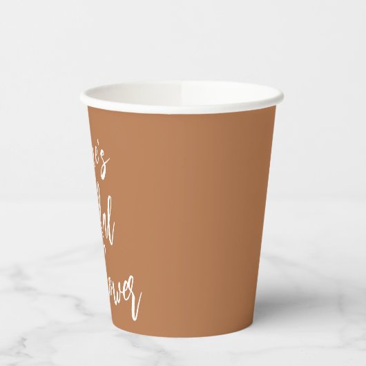Persoonlijke Terracotta Script Bruidsfeest Papieren Bekers (Links)